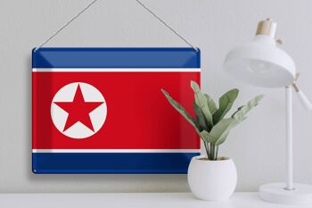 Signe en étain Drapeau de la Corée du Nord 40x30cm Drapeau de la Corée du Nord 3