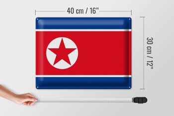 Signe en étain Drapeau de la Corée du Nord 40x30cm Drapeau de la Corée du Nord 4