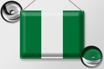Signe en étain drapeau du Nigeria 40x30cm, drapeau du Nigeria 2