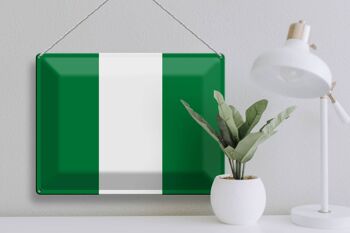 Signe en étain drapeau du Nigeria 40x30cm, drapeau du Nigeria 3