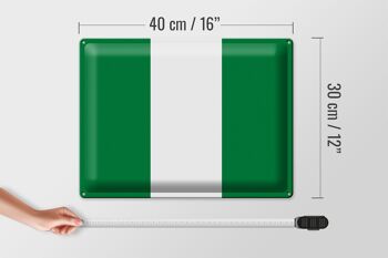 Signe en étain drapeau du Nigeria 40x30cm, drapeau du Nigeria 4