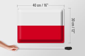 Signe en étain drapeau Pologne 40x30cm drapeau de la Pologne 4