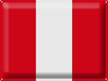 Signe en étain drapeau du Pérou 40x30cm, drapeau du Pérou 1