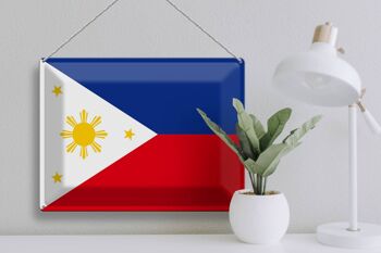 Drapeau des Philippines en étain, 40x30cm, drapeau des Philippines 3
