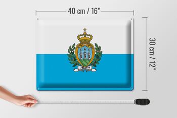 Signe en étain drapeau de Saint-Marin 40x30cm drapeau de Saint-Marin 4