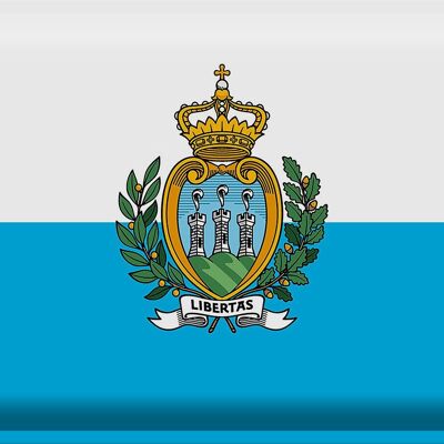 Signe en étain drapeau de Saint-Marin 40x30cm drapeau de Saint-Marin