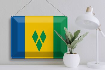 Panneau en tôle drapeau Saint-Vincent-et-Grenadines 40x30cm 3