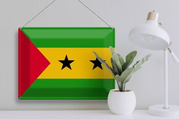 Plaque en tôle drapeau São Tomé et Príncipe 40x30cm São Tomé 3