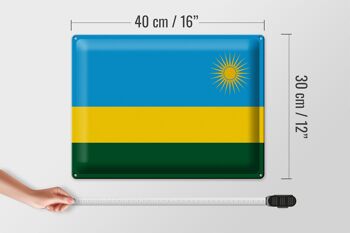 Signe en étain Drapeau du Rwanda 40x30cm Drapeau du Rwanda 4