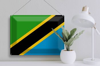 Signe en étain drapeau de la Tanzanie 40x30cm drapeau de la Tanzanie 3