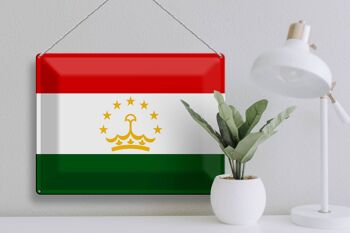 Signe en étain drapeau du Tadjikistan 40x30cm drapeau du Tadjikistan 3