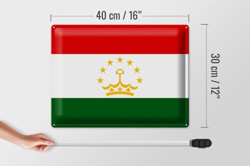 Signe en étain drapeau du Tadjikistan 40x30cm drapeau du Tadjikistan 4