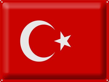 Panneau métallique drapeau Türkiye 40x30cm, drapeau de la Turquie 1