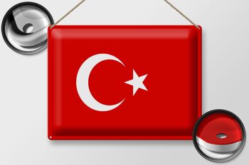 Panneau métallique drapeau Türkiye 40x30cm, drapeau de la Turquie 2