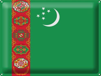 Signe en étain drapeau Turkménistan 40x30cm drapeau Turkménistan 1