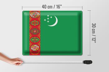 Signe en étain drapeau Turkménistan 40x30cm drapeau Turkménistan 4