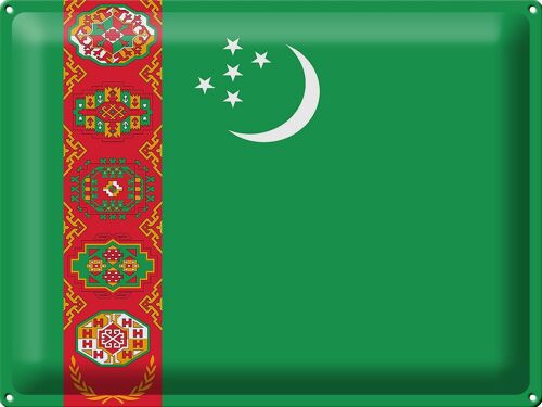 Blechschild Flagge Turkmenistan 40x30cm Flag Turkmenistan