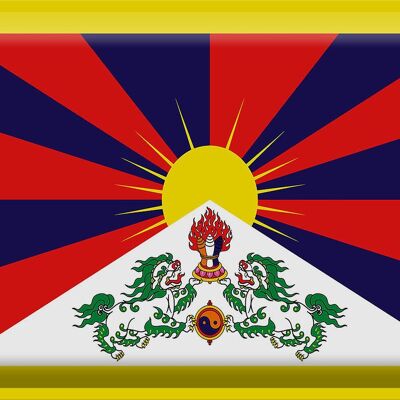 Signe en étain drapeau Tibet 40x30cm drapeau du Tibet