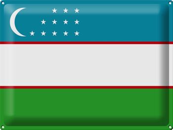Signe en étain drapeau de l'Ouzbékistan 40x30cm drapeau de l'ouzbékistan 1