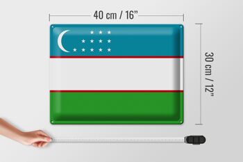 Signe en étain drapeau de l'Ouzbékistan 40x30cm drapeau de l'ouzbékistan 4