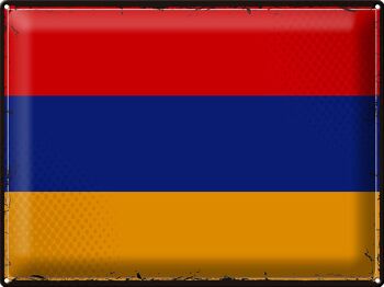 Signe en étain drapeau de l'arménie 40x30cm, drapeau rétro de l'arménie 1