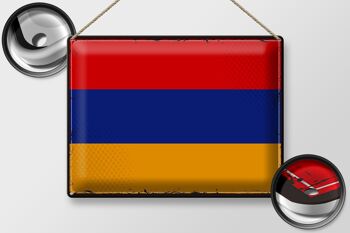 Signe en étain drapeau de l'arménie 40x30cm, drapeau rétro de l'arménie 2