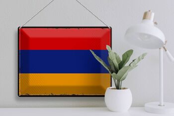 Signe en étain drapeau de l'arménie 40x30cm, drapeau rétro de l'arménie 3