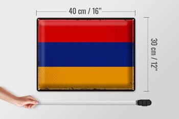 Signe en étain drapeau de l'arménie 40x30cm, drapeau rétro de l'arménie 4