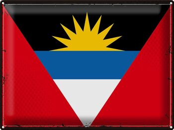 Drapeau en étain Antigua-et-Barbuda, 40x30cm, drapeau rétro 1