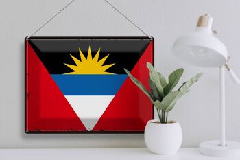 Drapeau en étain Antigua-et-Barbuda, 40x30cm, drapeau rétro 3