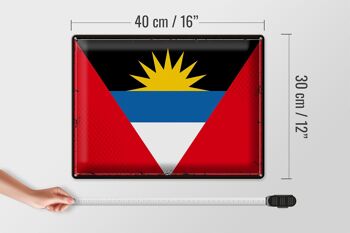 Drapeau en étain Antigua-et-Barbuda, 40x30cm, drapeau rétro 4