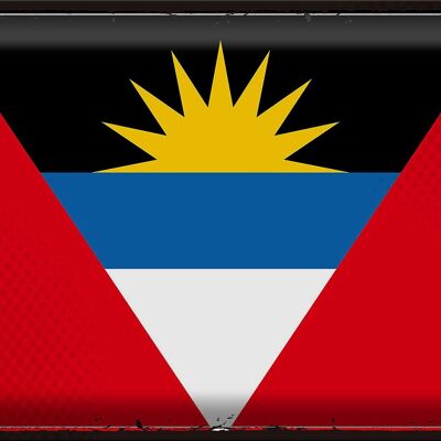 Drapeau en étain Antigua-et-Barbuda, 40x30cm, drapeau rétro