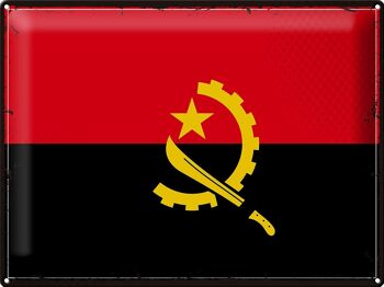 Drapeau en étain de l'Angola, 40x30cm, drapeau rétro de l'angola 1