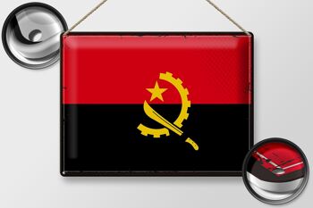 Drapeau en étain de l'Angola, 40x30cm, drapeau rétro de l'angola 2