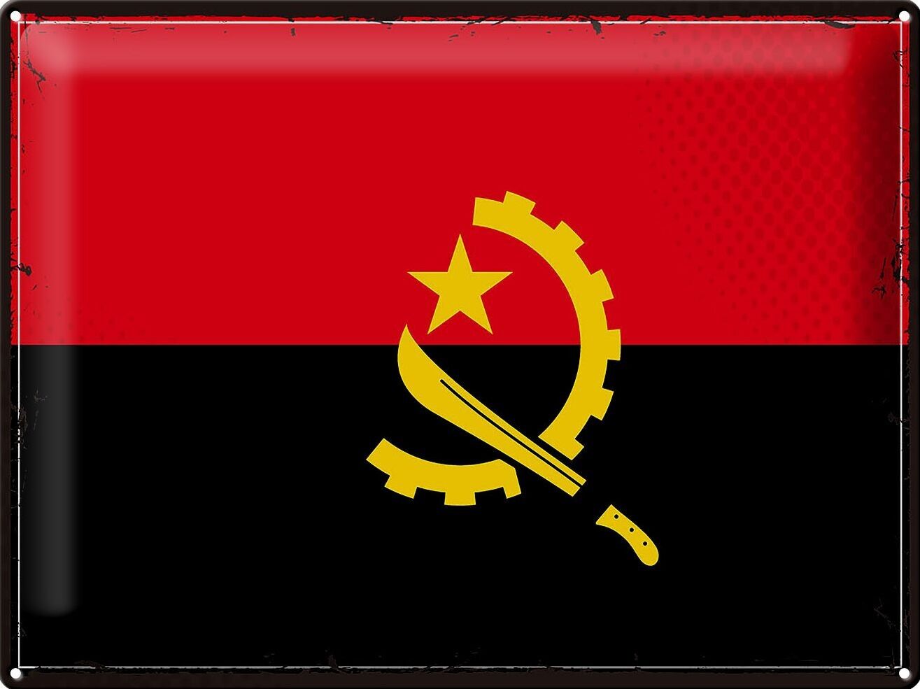 Blechschild Flagge Angola 40x30cm Retro Flag of Angola