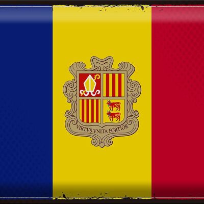 Cartel de chapa Bandera de Andorra 40x30cm Bandera Retro de Andorra