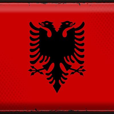 Cartel de chapa Bandera de Albania, 40x30cm, bandera Retro de Albania