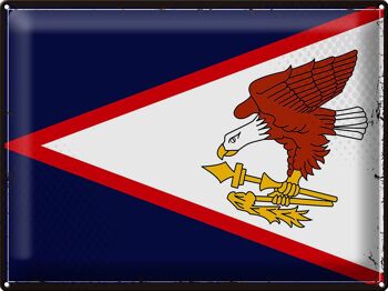 Drapeau en étain 40x30cm, drapeau rétro des Samoa américaines 1