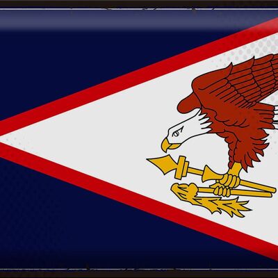 Targa in metallo Bandiera 40x30 cm Bandiera retrò delle Samoa americane
