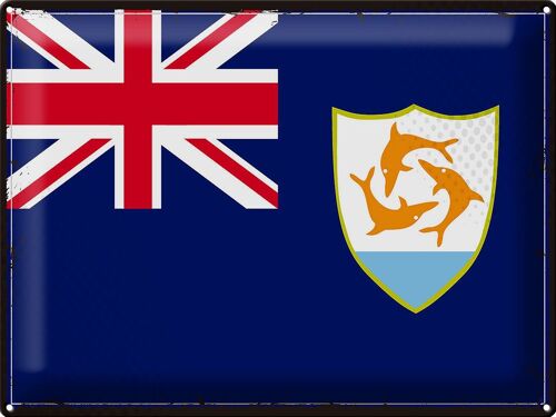 Blechschild Flagge Anguilla 40x30cm Retro Flag of Anguilla