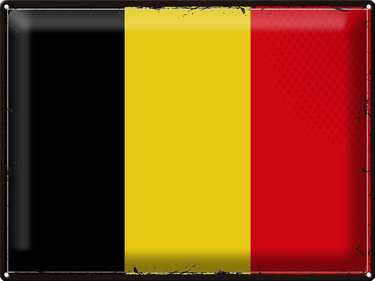 Blechschild Flagge Belgien 40x30cm Retro Flag of Belgium