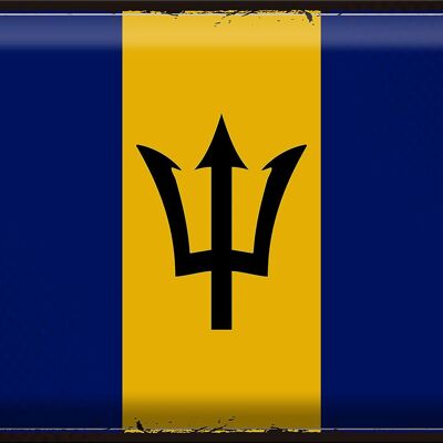 Blechschild Flagge Barbados 40x30cm Retro Flag of Barbados