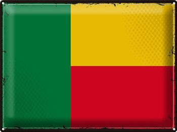 Signe en étain drapeau bénin 40x30cm, drapeau rétro du bénin 1