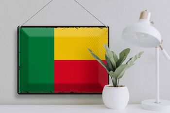 Signe en étain drapeau bénin 40x30cm, drapeau rétro du bénin 3