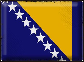 Signe en étain drapeau bosnie-herzégovine, rétro, 40x30cm 1
