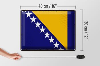 Signe en étain drapeau bosnie-herzégovine, rétro, 40x30cm 4