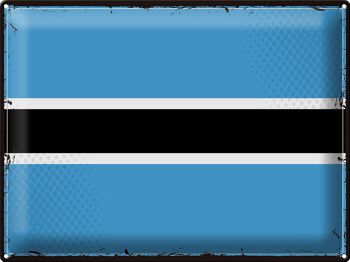 Signe en étain drapeau du Botswana 40x30cm, drapeau rétro du Botswana 1