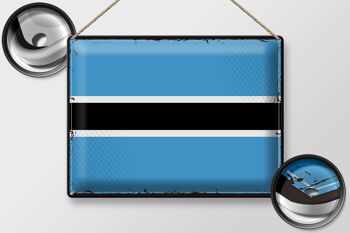 Signe en étain drapeau du Botswana 40x30cm, drapeau rétro du Botswana 2
