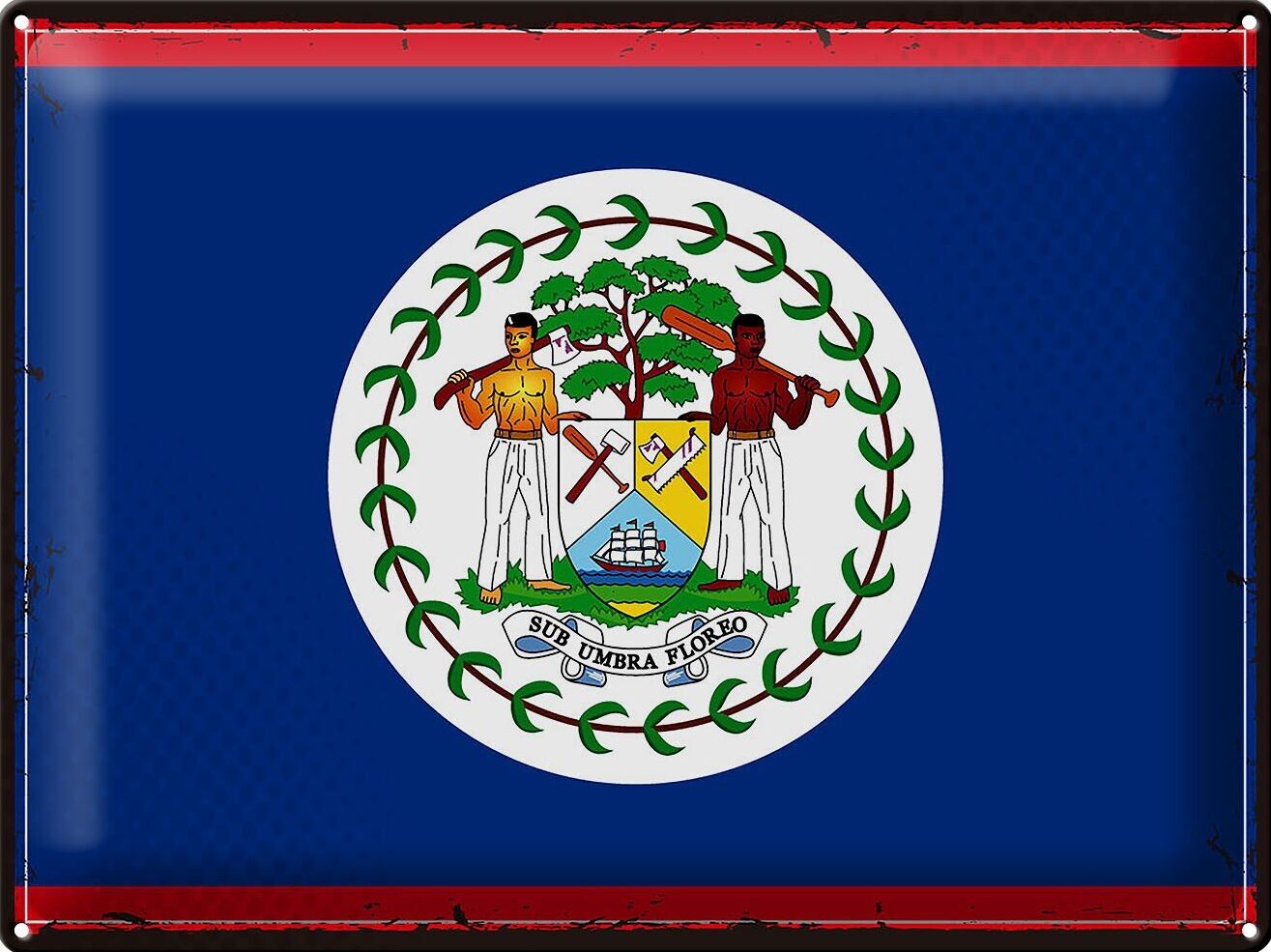 Targa in metallo Bandiera Belize 40x30 cm Bandiera retrò del Belize
