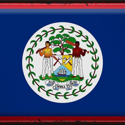 Blechschild Flagge Belize 40x30cm Retro Flag of Belize